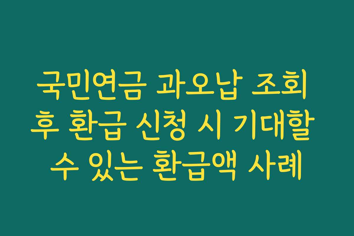 국민연금 과오납 조회 후 환급 신청 시 기대할 수 있는 환급액 사례