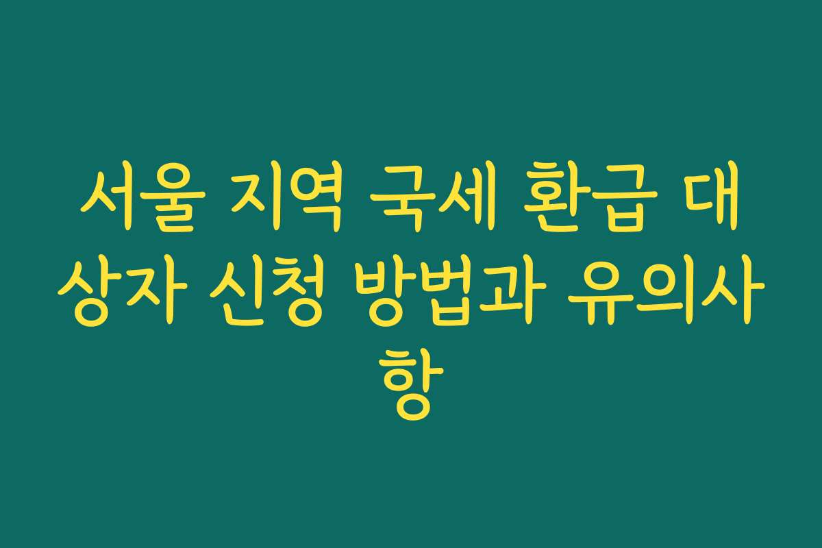 서울 지역 국세 환급 대상자 신청 방법과 유의사항