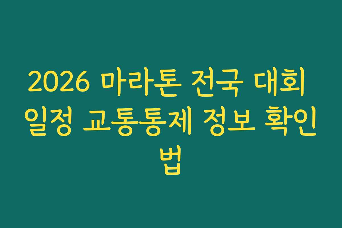 2026 마라톤 전국 대회 일정 교통통제 정보 확인법