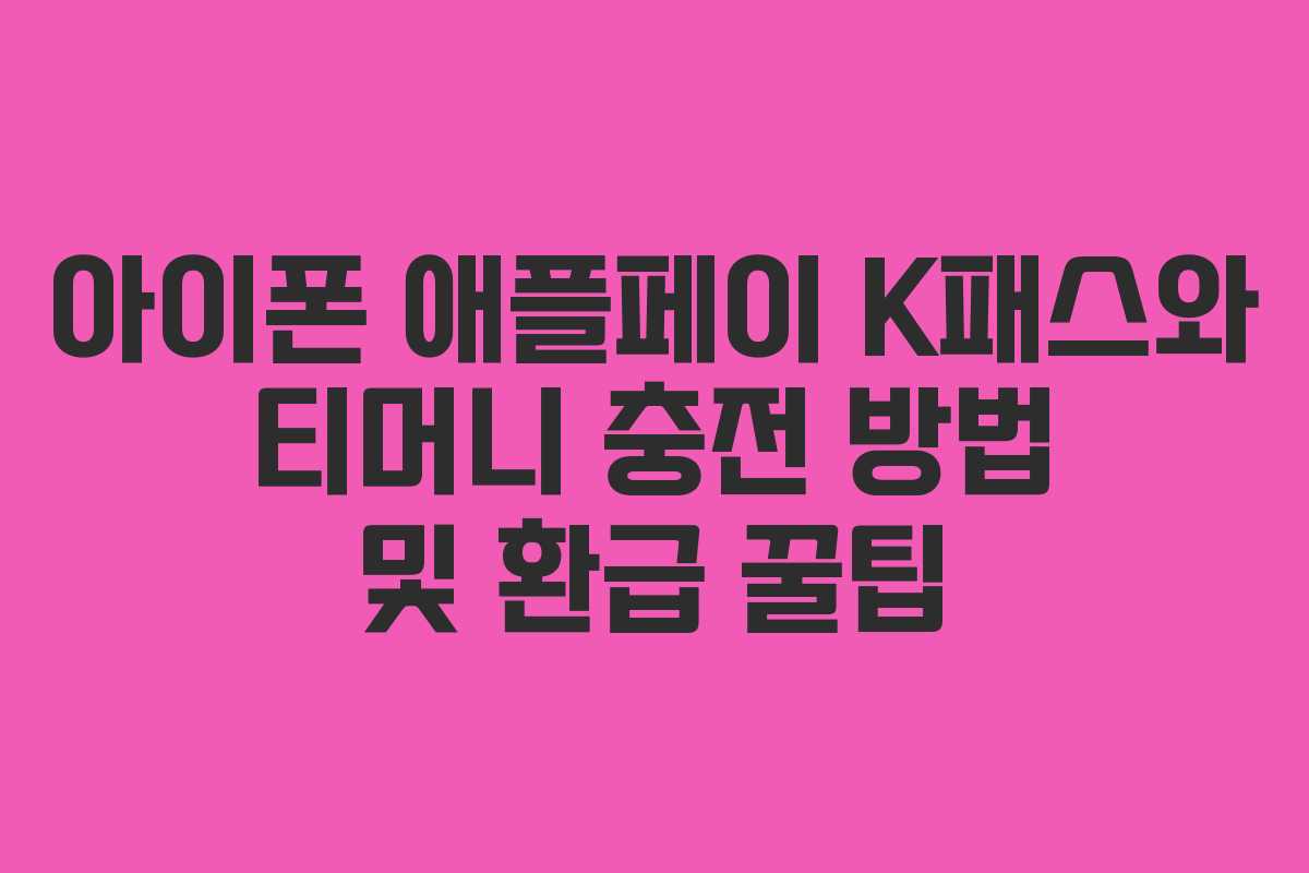 아이폰 애플페이 K패스와 티머니 충전 방법 및 환급 꿀팁