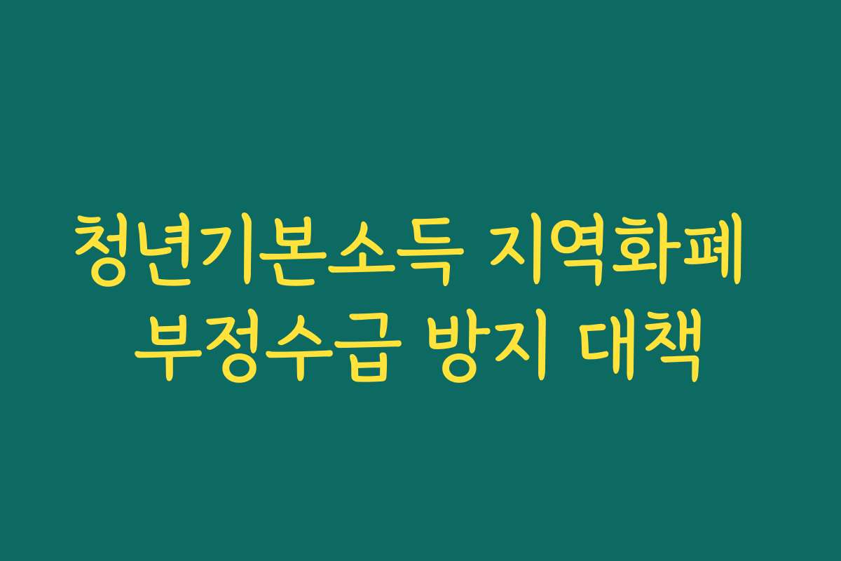 청년기본소득 지역화폐 부정수급 방지 대책