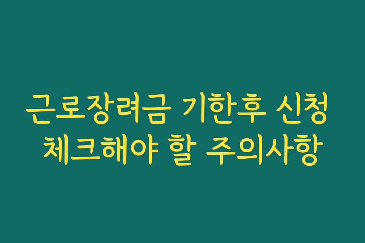 근로장려금 기한후 신청 체크해야 할 주의사항 근로장려금 기한후 신청 체크해야 할 주의사항