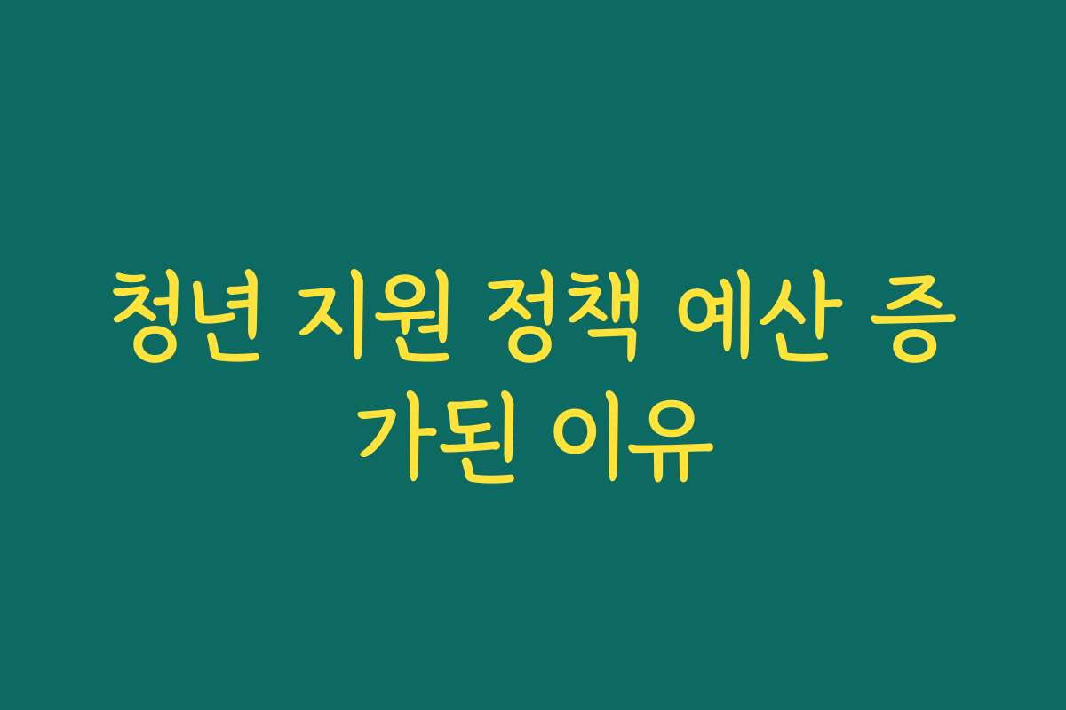 청년 지원 정책 예산 증가된 이유