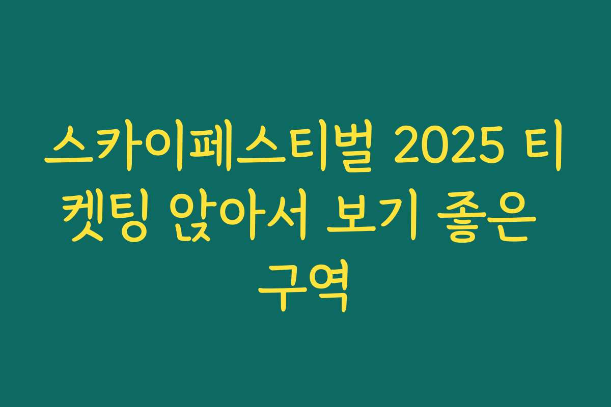 스카이페스티벌 2025 티켓팅 앉아서 보기 좋은 구역 스카이페스티벌 2025 티켓팅 앉아서 보기 좋은 구역