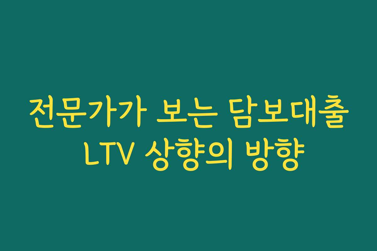 전문가가 보는 담보대출 LTV 상향의 방향