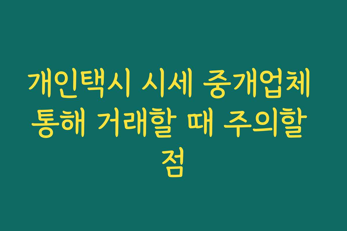 개인택시 시세 중개업체 통해 거래할 때 주의할 점