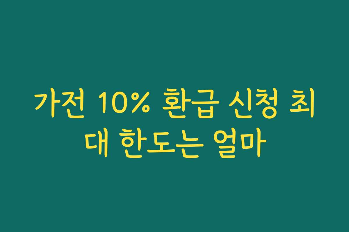 가전 10% 환급 신청 최대 한도는 얼마 가전 10% 환급 신청 최대 한도는 얼마