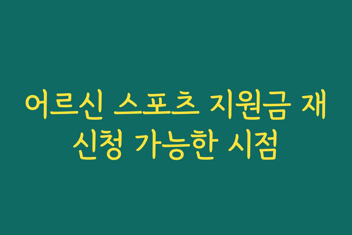 어르신 스포츠 지원금 재신청 가능한 시점