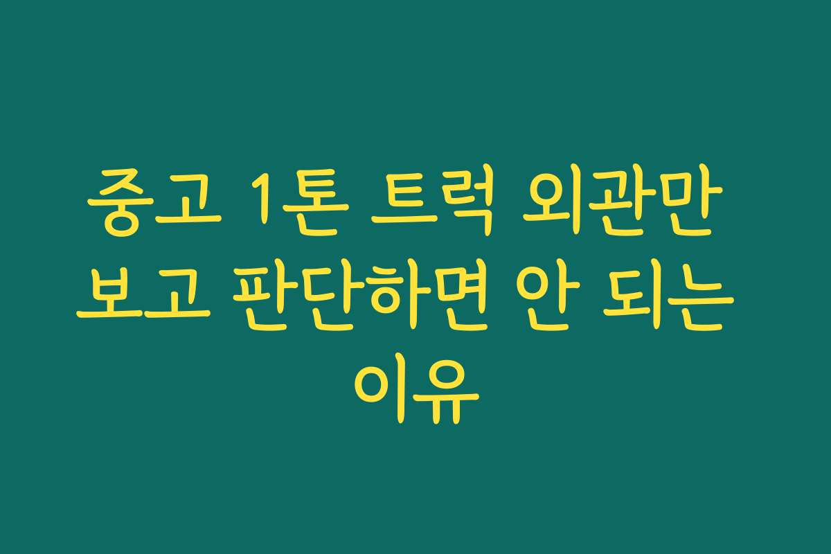 중고 1톤 트럭 외관만 보고 판단하면 안 되는 이유