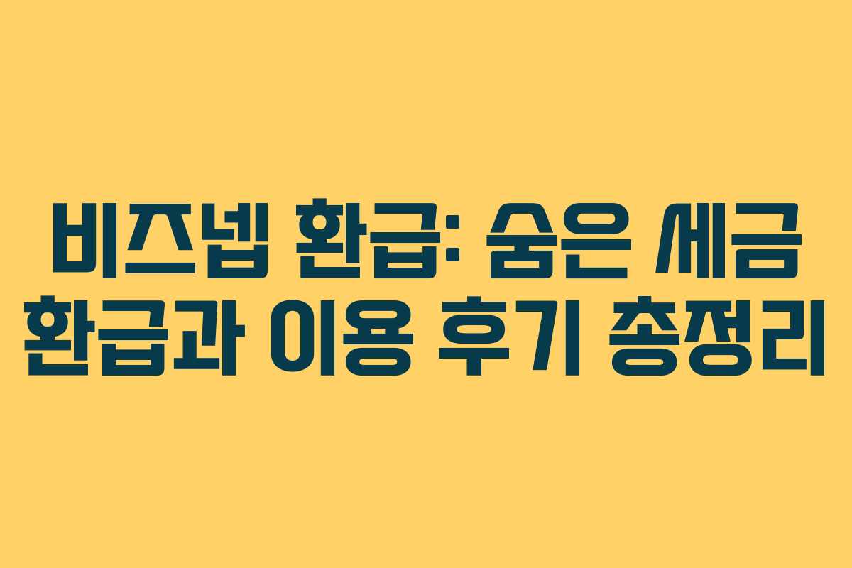비즈넵 환급: 숨은 세금 환급과 이용 후기 총정리 비즈넵 환급: 숨은 세금 환급과 이용 후기 총정리