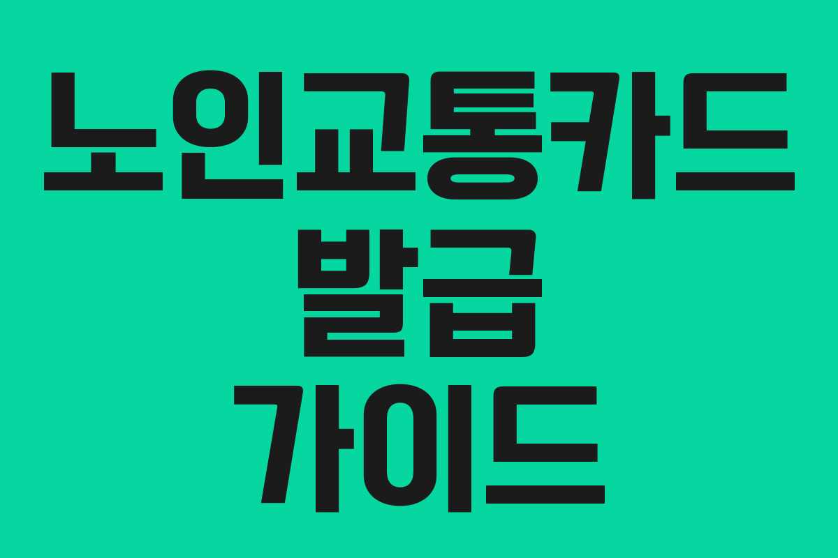 노인교통카드 발급 가이드