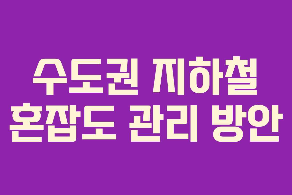 수도권 지하철 혼잡도 관리 방안