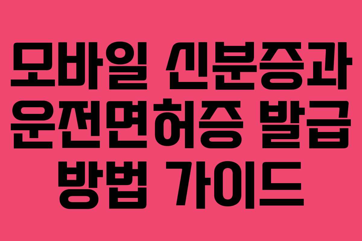 모바일 신분증과 운전면허증 발급 방법 가이드 모바일 신분증과 운전면허증 발급 방법 가이드
