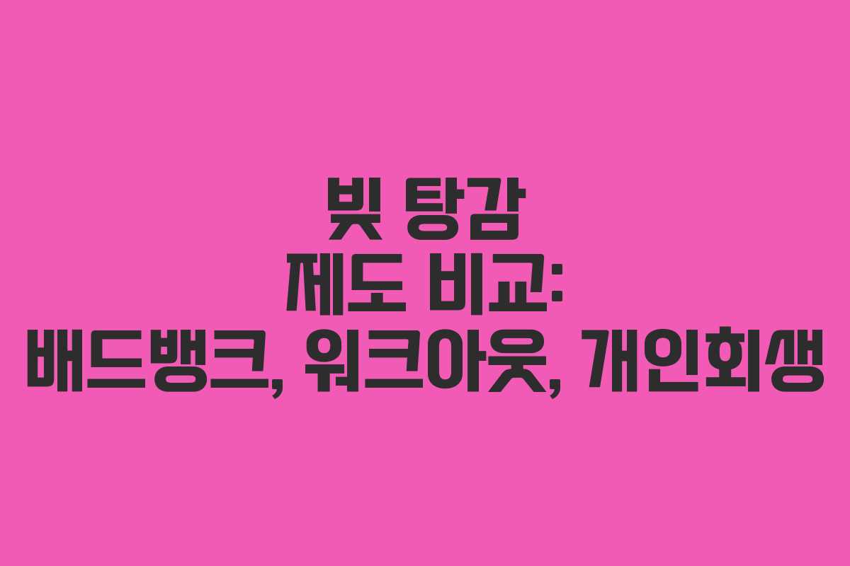 빚 탕감 제도 비교: 배드뱅크, 워크아웃, 개인회생