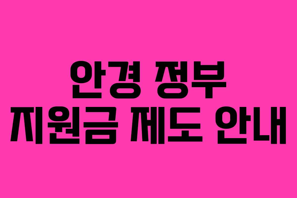 안경 정부 지원금 제도 안내