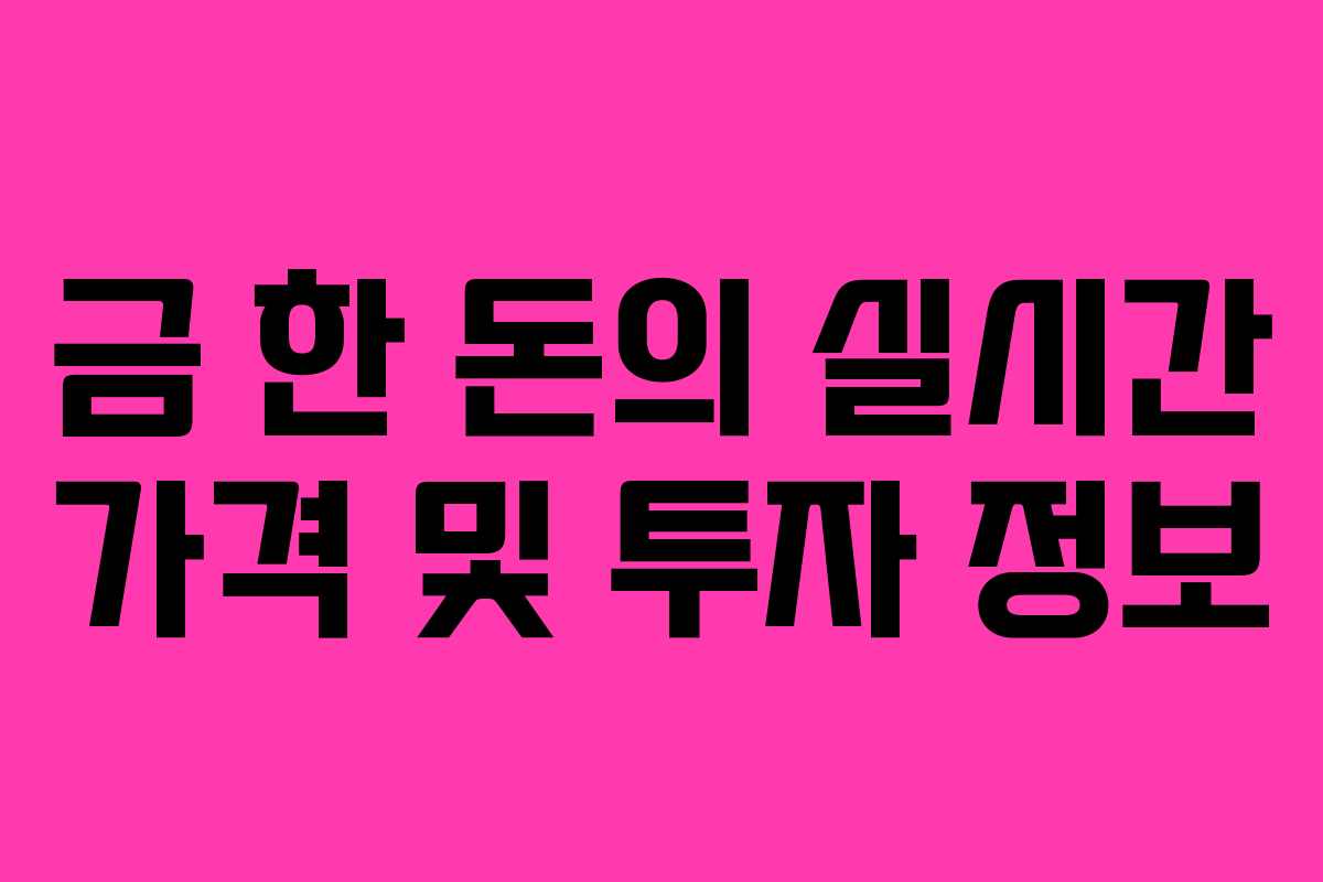 금 한 돈의 실시간 가격 및 투자 정보