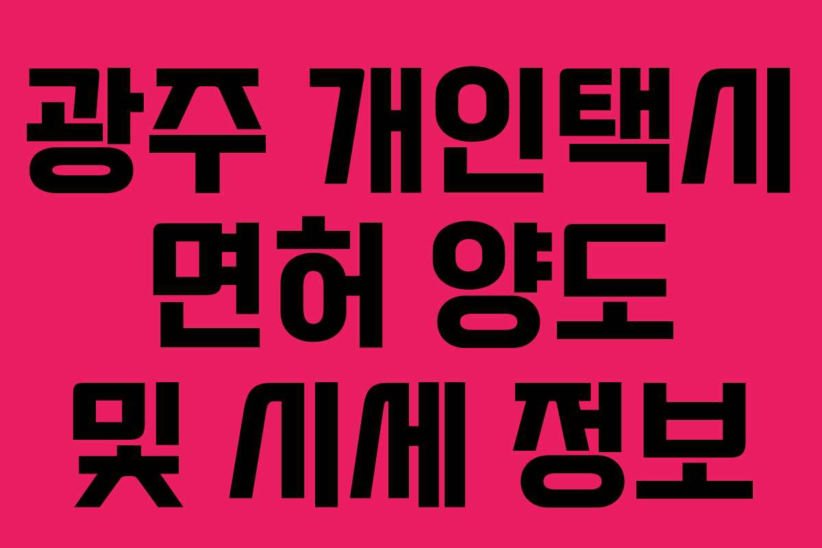 광주 개인택시 면허 양도 및 시세 정보