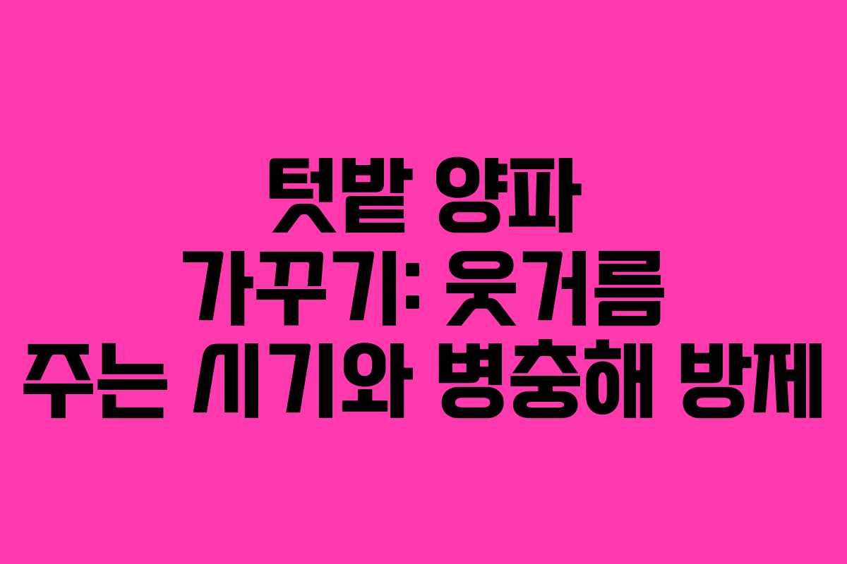 텃밭 양파 가꾸기: 웃거름 주는 시기와 병충해 방제