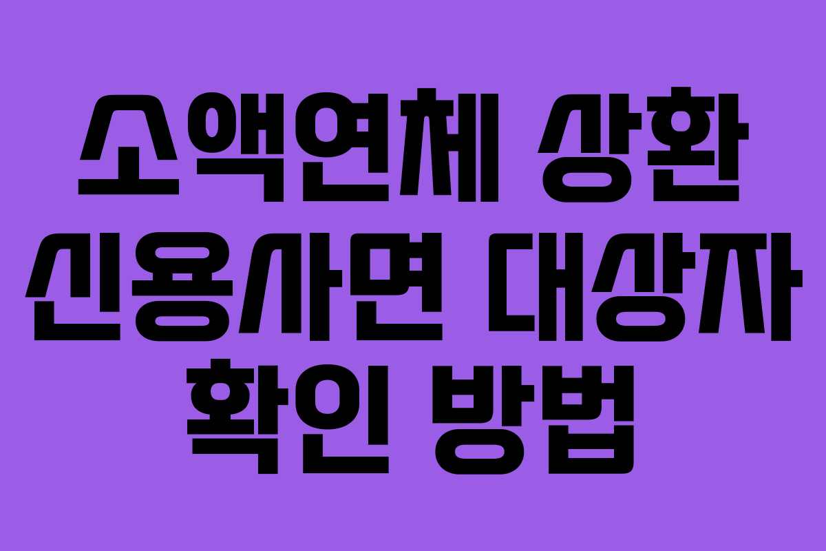 소액연체 상환 신용사면 대상자 확인 방법 소액연체 상환 신용사면 대상자 확인 방법