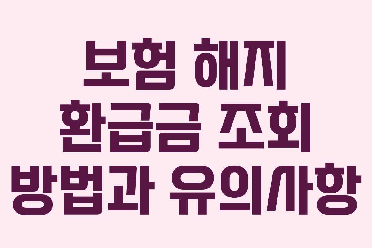 보험 해지 환급금 조회 방법과 유의사항