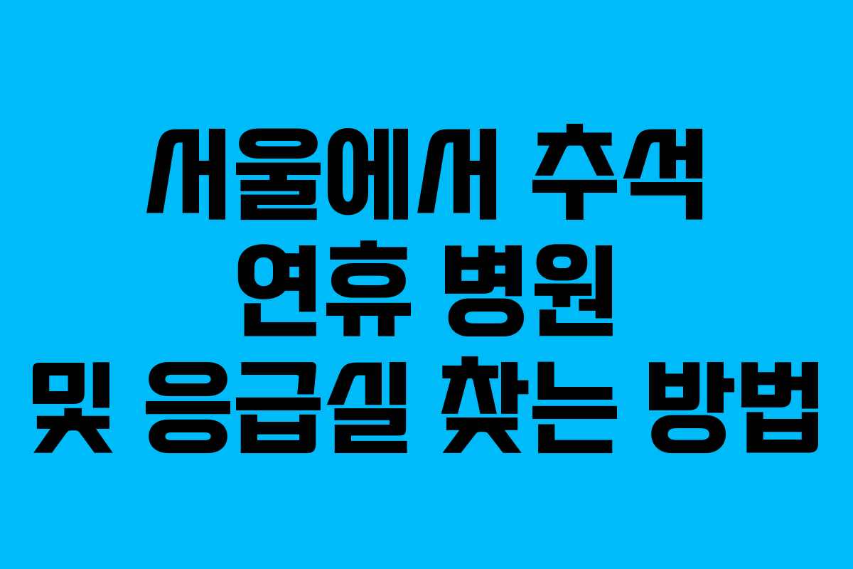 서울에서 추석 연휴 병원 및 응급실 찾는 방법 서울에서 추석 연휴 병원 및 응급실 찾는 방법