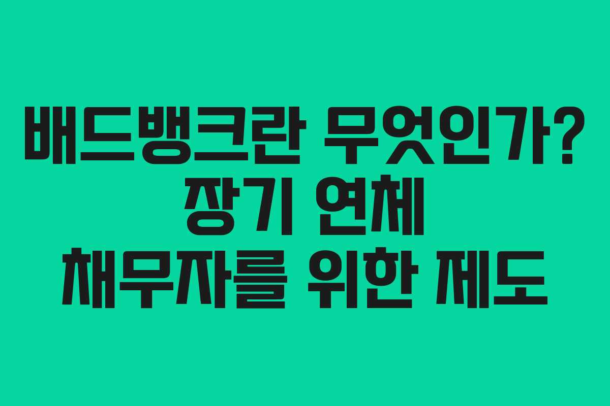 배드뱅크란 무엇인가? 장기 연체 채무자를 위한 제도