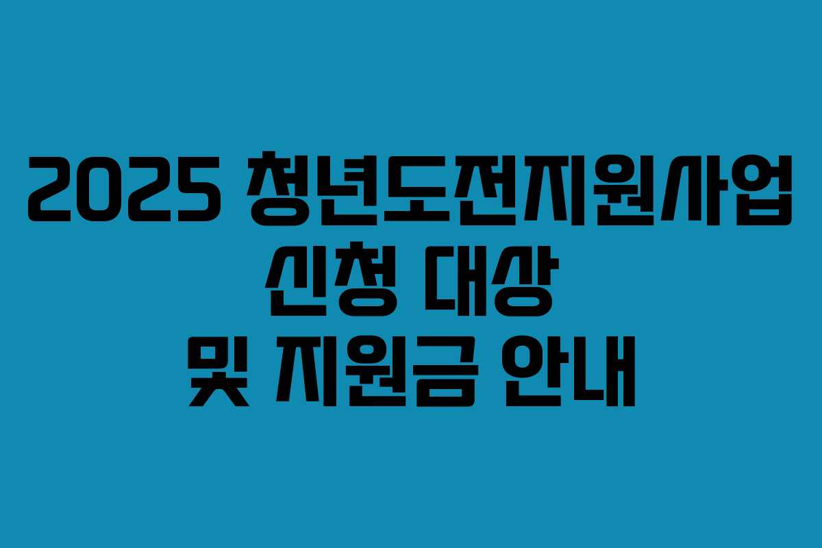 2025 청년도전지원사업 신청 대상 및 지원금 안내