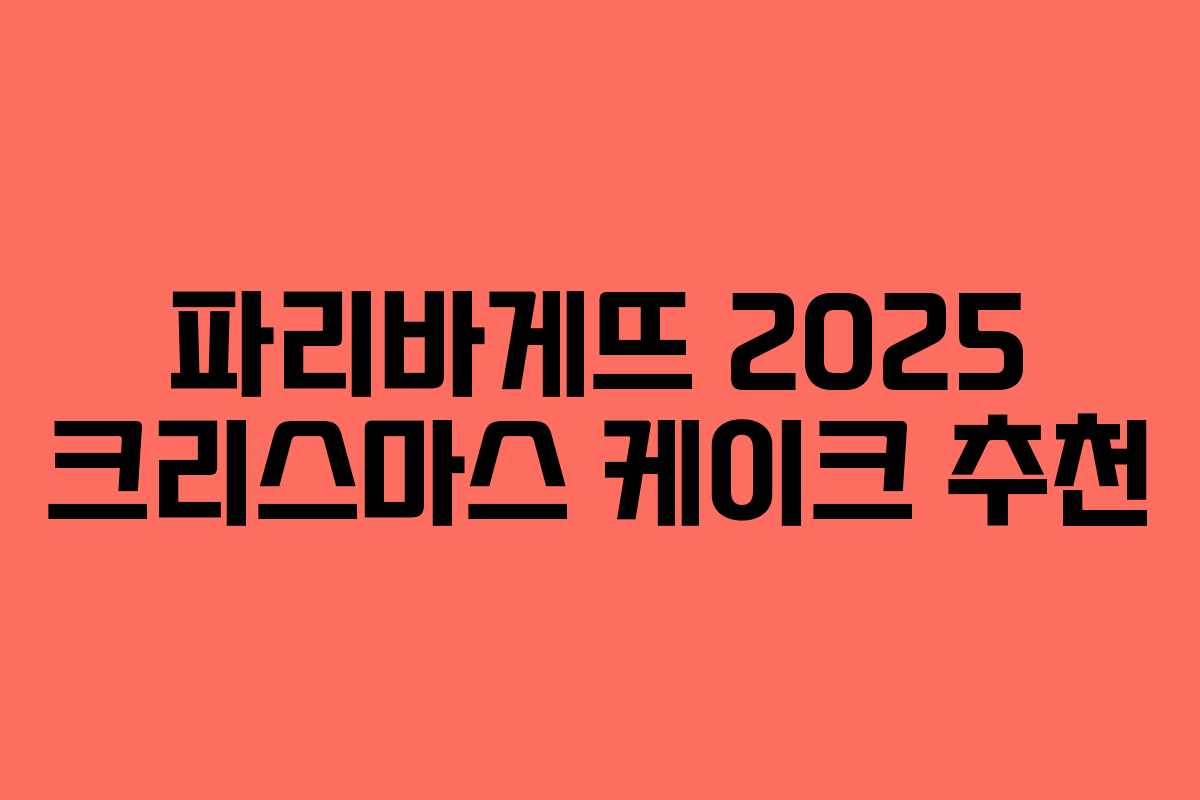 파리바게뜨 2025 크리스마스 케이크 추천