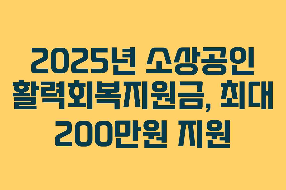 2025년 소상공인 활력회복지원금, 최대 200만원 지원 2025년 소상공인 활력회복지원금, 최대 200만원 지원