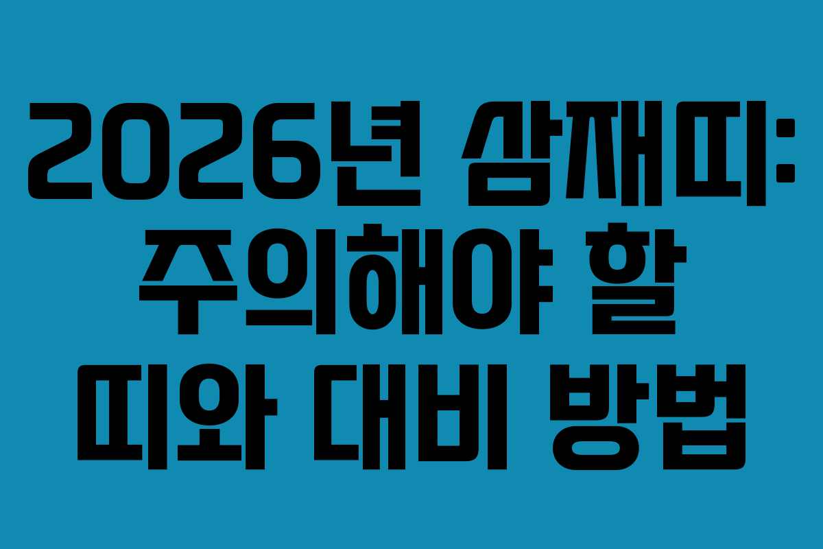 2026년 삼재띠: 주의해야 할 띠와 대비 방법