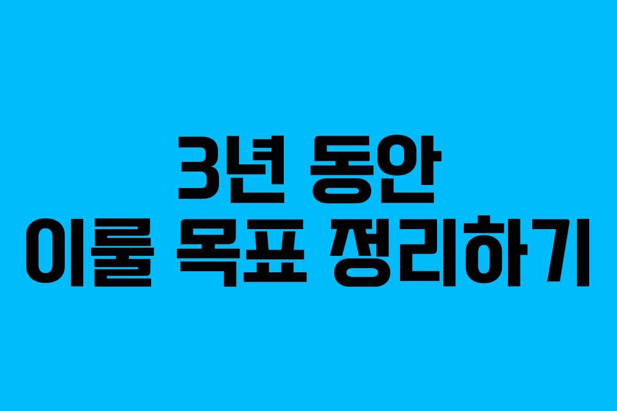 3년 동안 이룰 목표 정리하기