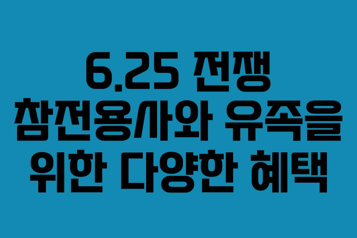 6.25 전쟁 참전용사와 유족을 위한 다양한 혜택