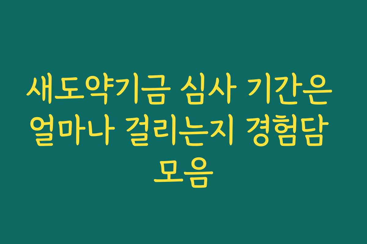 새도약기금 심사 기간은 얼마나 걸리는지 경험담 모음