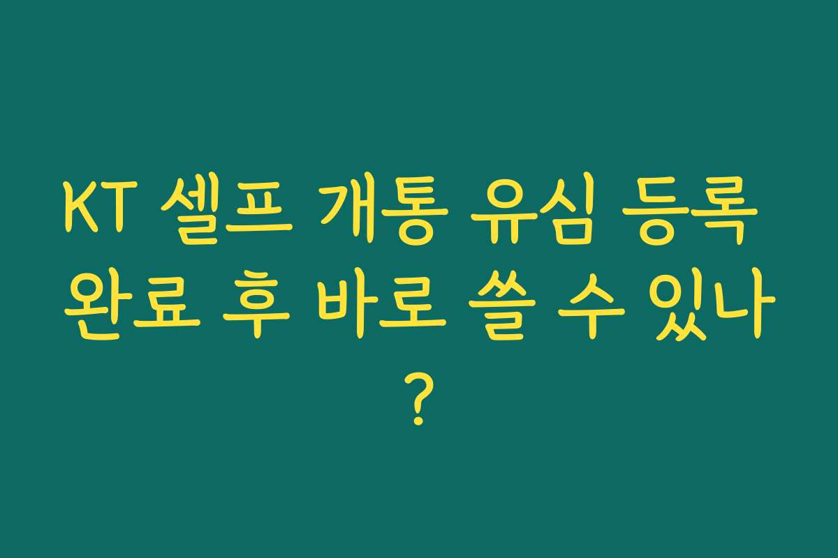 KT 셀프 개통 유심 등록 완료 후 바로 쓸 수 있나?