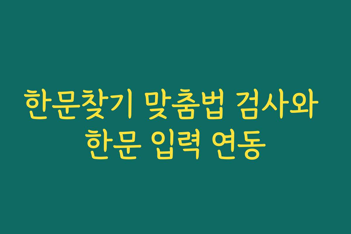 한문찾기 맞춤법 검사와 한문 입력 연동 한문찾기 맞춤법 검사와 한문 입력 연동