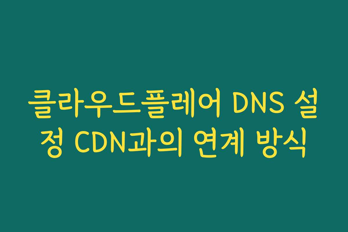 클라우드플레어 DNS 설정 CDN과의 연계 방식 클라우드플레어 DNS 설정 CDN과의 연계 방식
