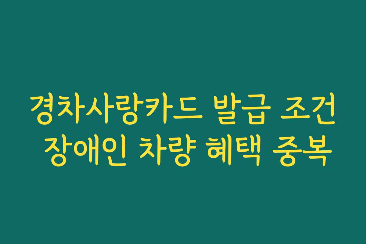 경차사랑카드 발급 조건 장애인 차량 혜택 중복