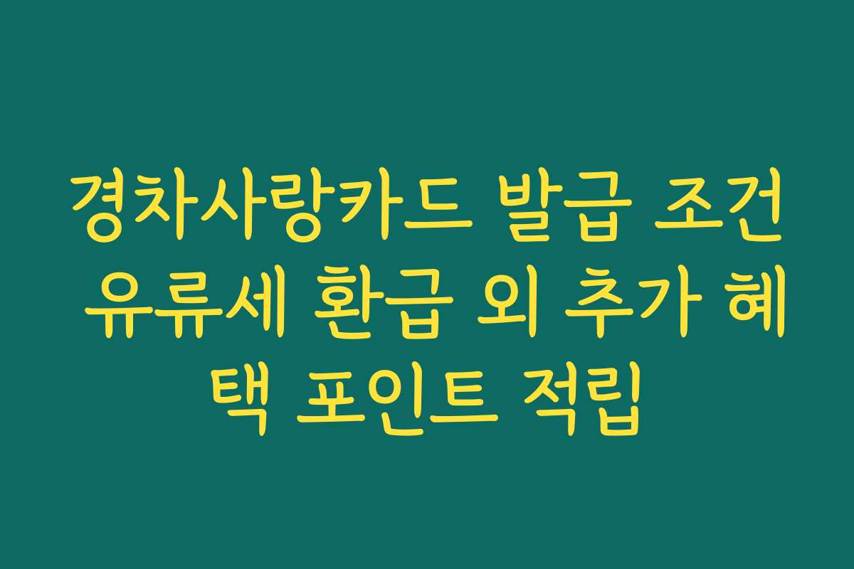 경차사랑카드 발급 조건 유류세 환급 외 추가 혜택 포인트 적립