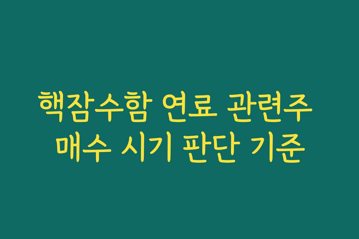 핵잠수함 연료 관련주 매수 시기 판단 기준