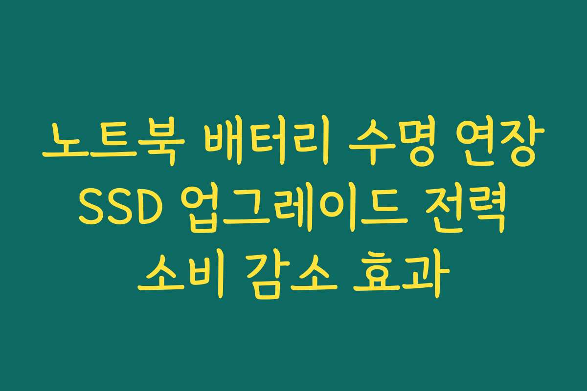 노트북 배터리 수명 연장 SSD 업그레이드 전력 소비 감소 효과 노트북 배터리 수명 연장 SSD 업그레이드 전력 소비 감소 효과