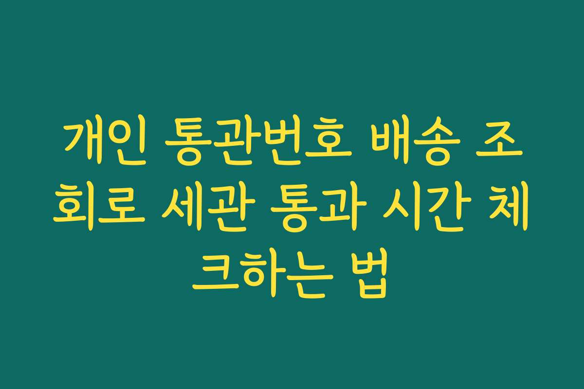 개인 통관번호 배송 조회로 세관 통과 시간 체크하는 법