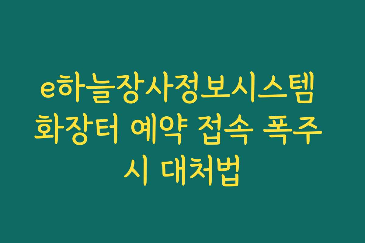 e하늘장사정보시스템 화장터 예약 접속 폭주 시 대처법