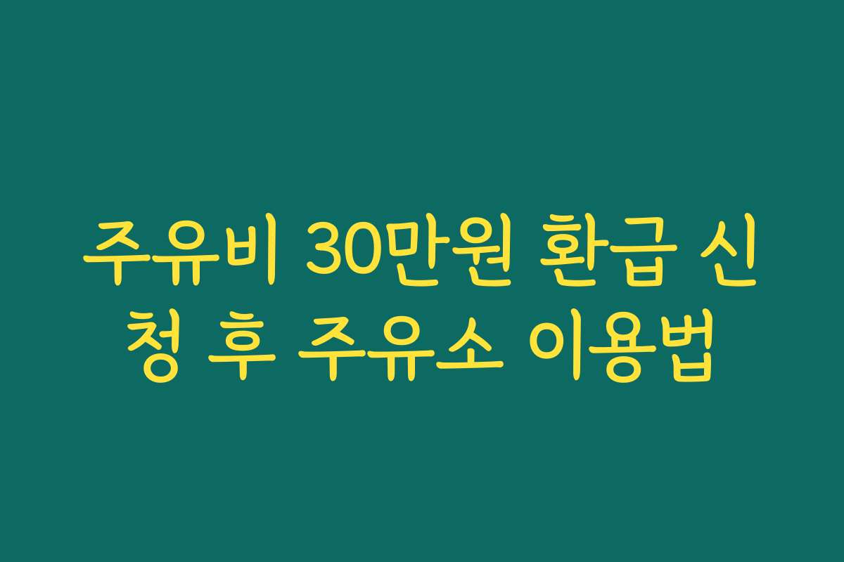 주유비 30만원 환급 신청 후 주유소 이용법