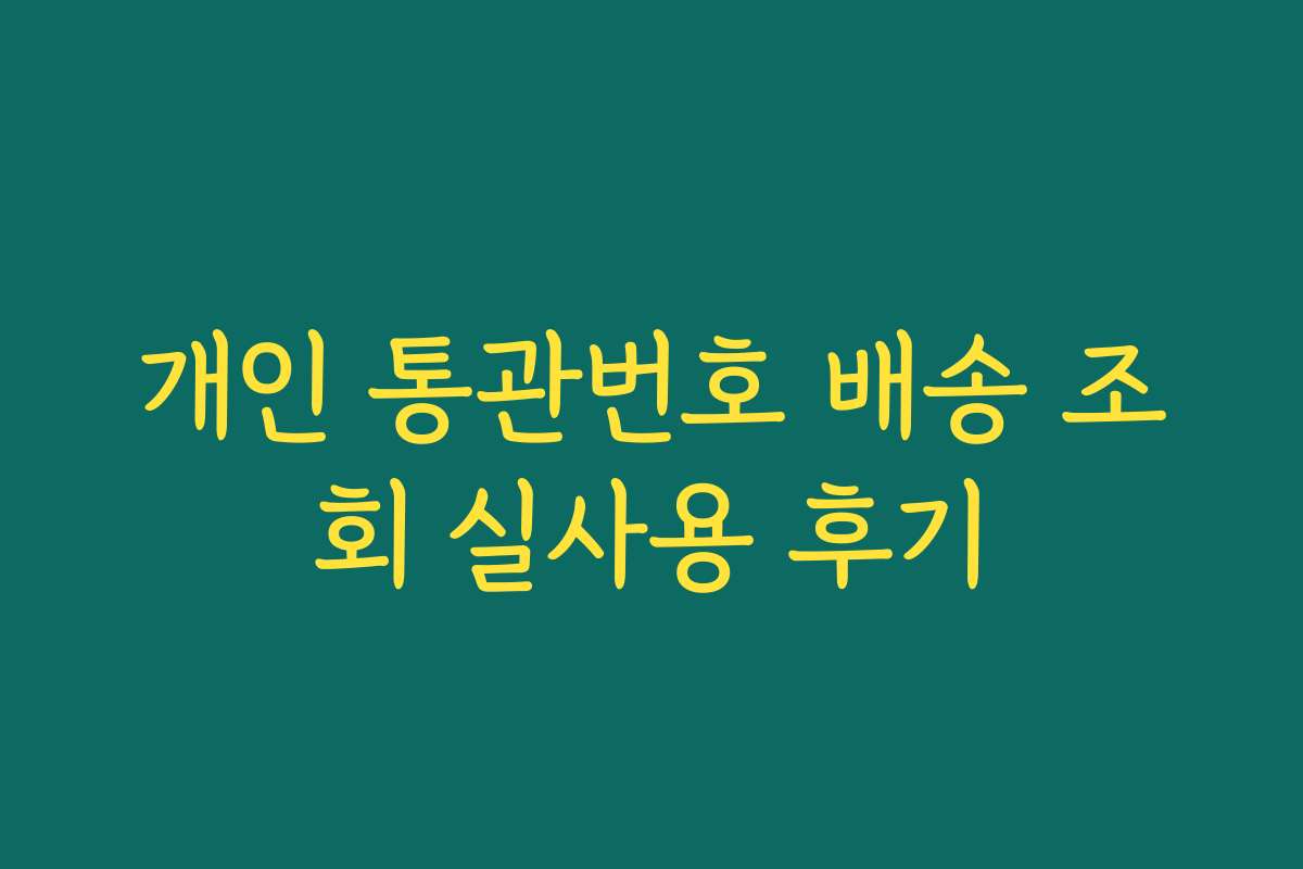 개인 통관번호 배송 조회 실사용 후기