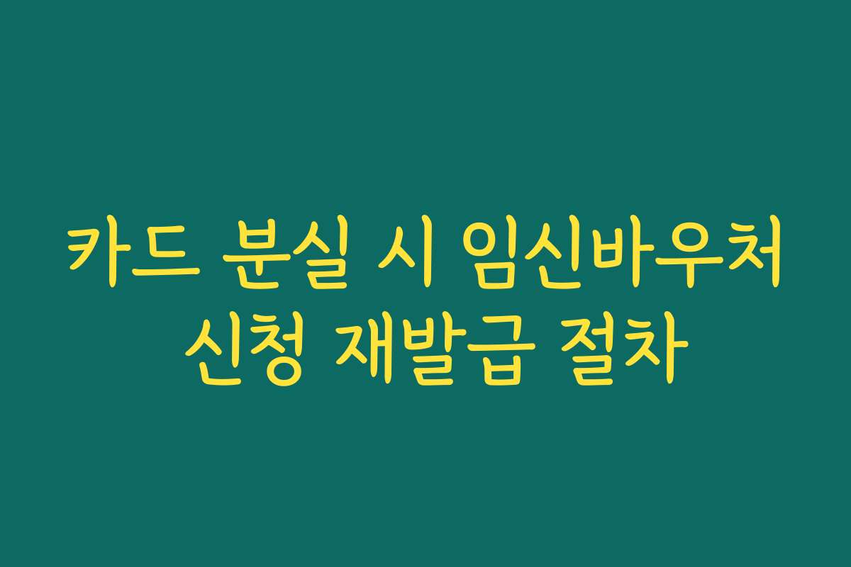 카드 분실 시 임신바우처 신청 재발급 절차