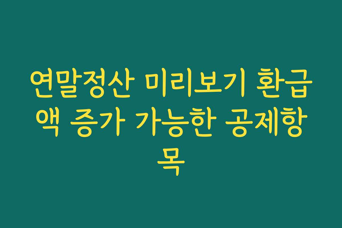 연말정산 미리보기 환급액 증가 가능한 공제항목