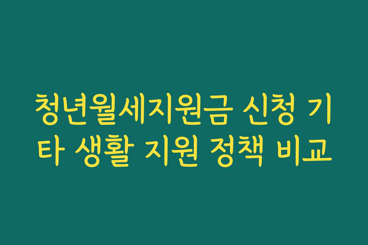 청년월세지원금 신청 기타 생활 지원 정책 비교