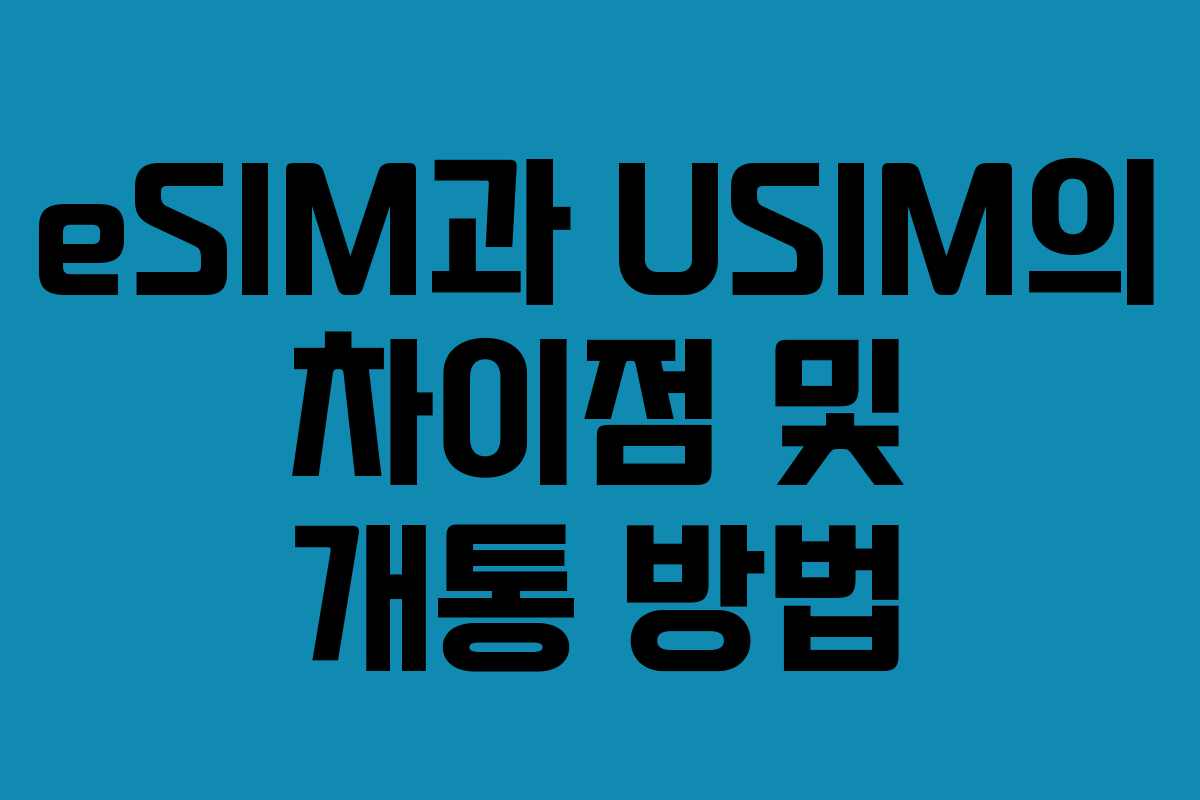 eSIM과 USIM의 차이점 및 개통 방법