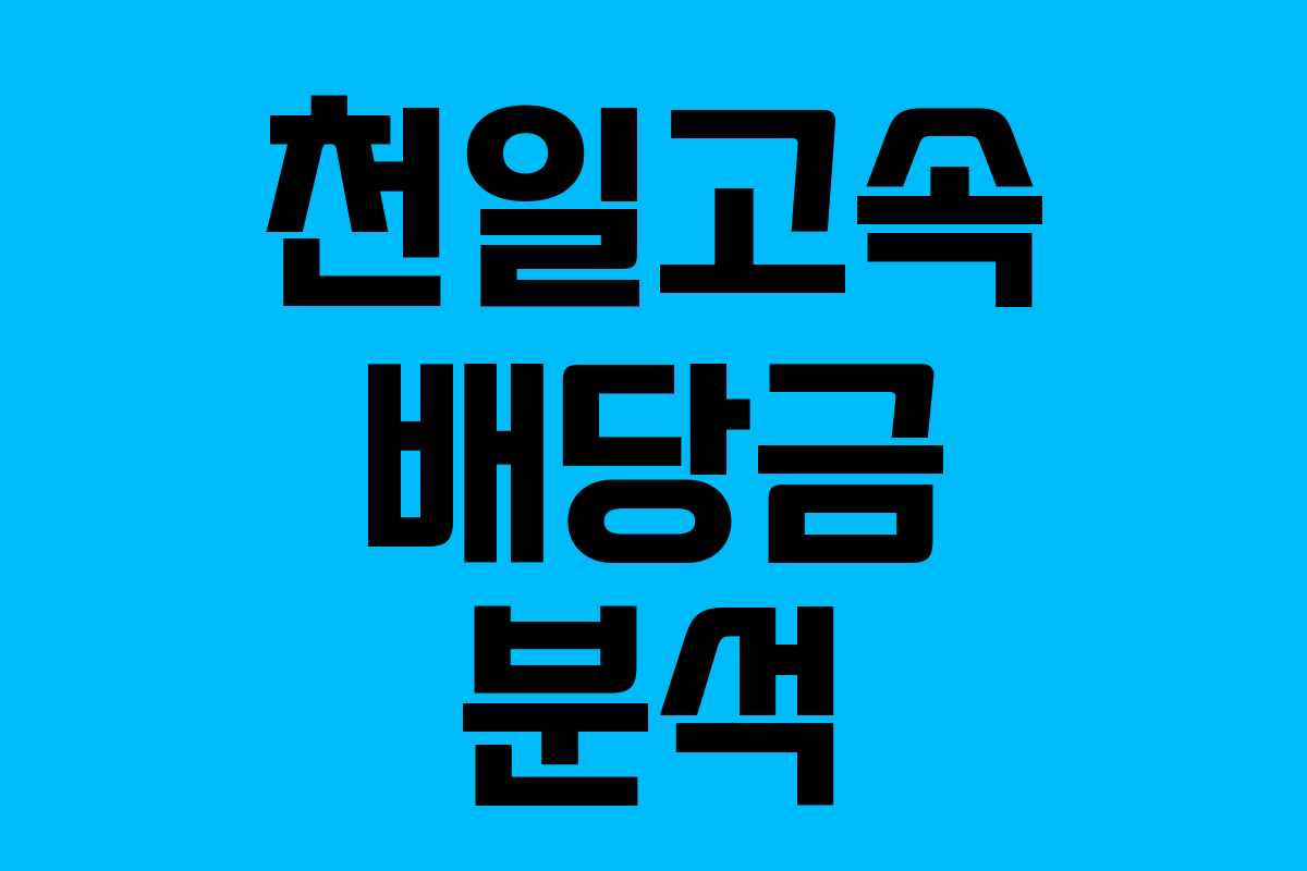 천일고속 배당금 분석