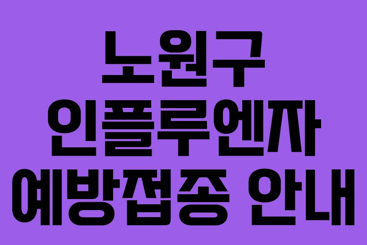 노원구 인플루엔자 예방접종 안내